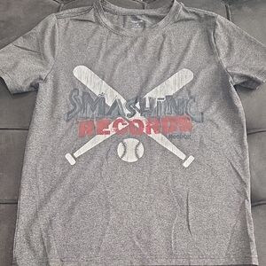 Reebok Gray Smashing Records Baseball Kids Tee